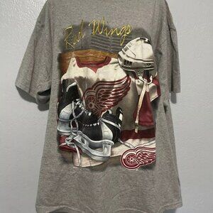 Vintage 90s Mens XL Detroit Red Wings Spell Out Short Sleeve T-Shirt